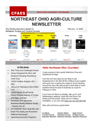 Northeast Ohio Agriculture Newsletter