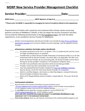 Service Provider Checklist
