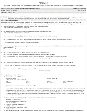 Primary Business Name: ALTA PARTNERS INVESTMENT MANAGER, L