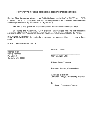 Contract for Public Defender Indigent Defense Services