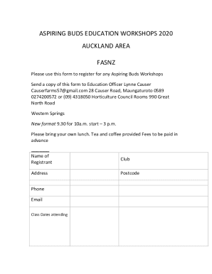 Aspiring Buds Education Workshops 2020 Registration