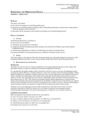 Enrolment and Orientation Policy