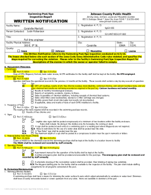 Swimming Pool/spa Inspection Report