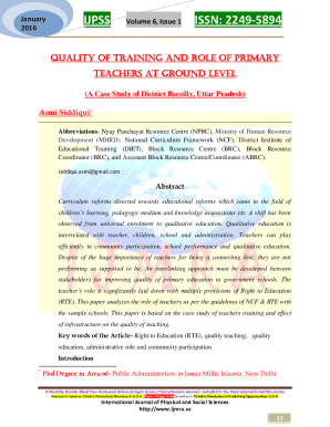 Quality of Training and Role of Primary