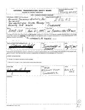 Release of Aircraft Wreckage, NTSB Form 6120.12