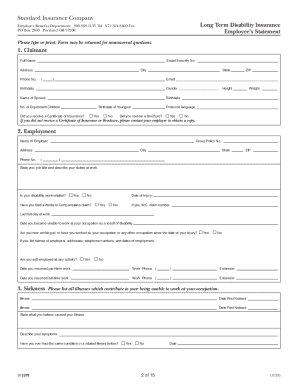 Long Term Disability Benefits Claim Packet Instructions