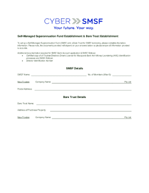 Self-managed Superannuation Fund Establishment & Bare Trust Establishment