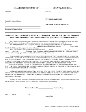 Interrogatories Notice of Hearing