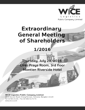 Attention: Shareholders of WICE Logistics Public Company Limited