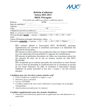 (Une fiche par adhrent, mme si adhsion foyer)