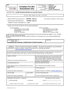 Invitation For Bid Amendment One