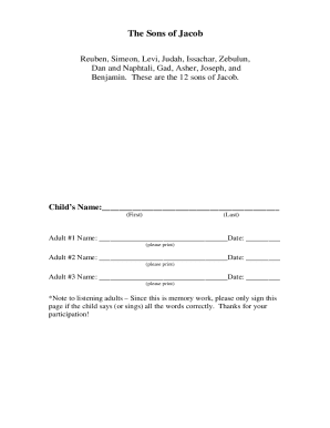 12 Tribes of Israel Chart - Jacob's 12 Sons &amp; Patriarchs