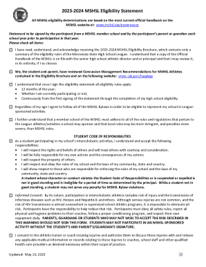 2023-2024 Mshsl Eligibility Statement