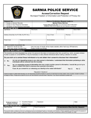 Access/correction Request