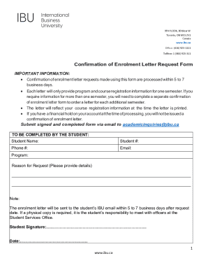 Confirmation of Enrolment Letter Request Form