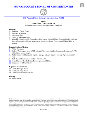 Putnam County Board of Commissioners Agenda