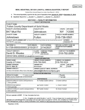 Msw Industrial or Ash Landfill Annual/quarterly Report