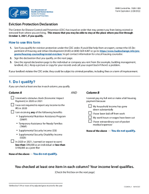. Form for tenants to declare hardship and avoid eviction according to CDC Guidelines, to prevent the spread of COVID-19.