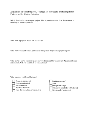 Use of NMC Science Labs by Students conducting Honors ...