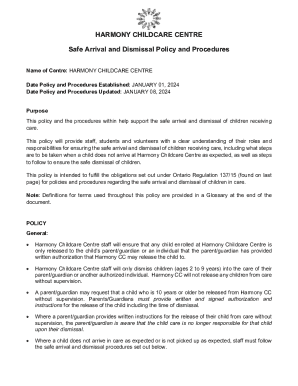 Safe Arrival and Dismissal Policy and Procedures