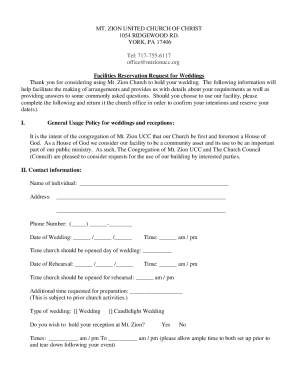 Facilities Reservation Request for Weddings