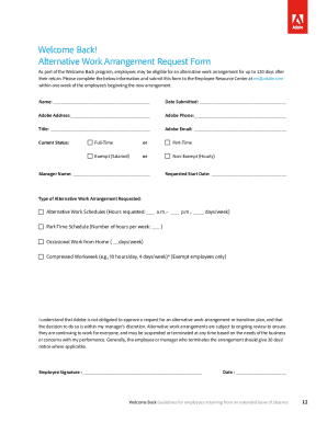 Alternative Work Arrangement Request Form