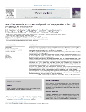 Online Survey of Sleep Position in Late Pregnancy