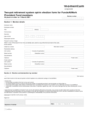 Two-pot Retirement System Opt-in Election Form