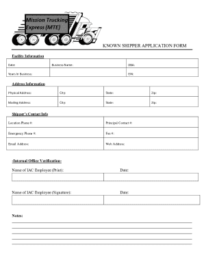 Known Shipper Application Form