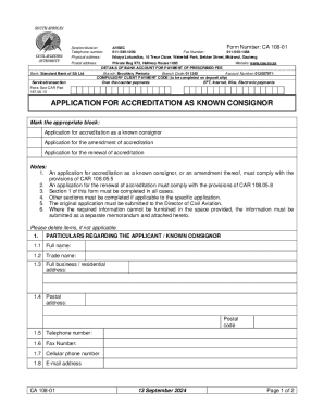 Application for Accreditation as Known Consignor
