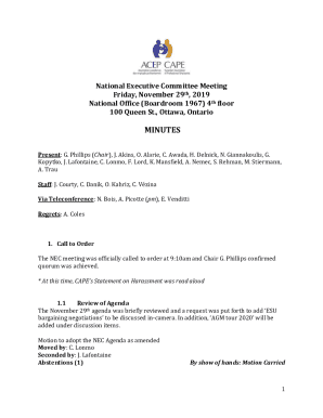 National Executive Committee Meeting Minutes