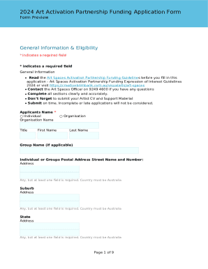 2024 Art Activation Partnership Funding Application Form