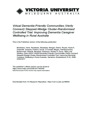 Virtual Dementia-Friendly Communities (Verily Connect) Stepped-Wedge Cluster-Randomised Controlled Trial. Caring for people living with dementia often leads to social isolation and decreased support for caregivers. This study investigated the effect