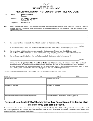 Sale of Land by Public Tender