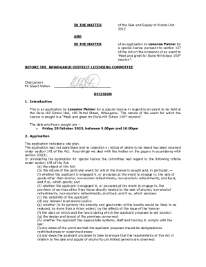 Special Licence Application