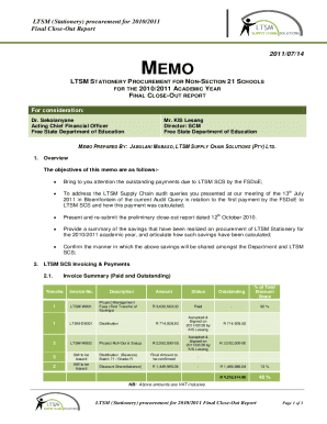 LTSM (Stationery) procurement for 2010/2011 Final Close-Out ...