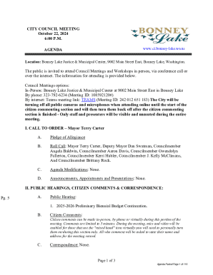 City Council Meeting Agenda