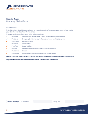 Sports Pack Property Claim Form