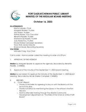 Fort Saskatchewan Public Library Board Meeting Minutes