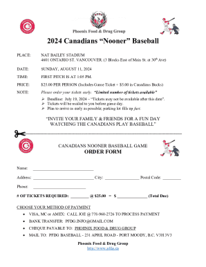 2024 Canadians Nooner Baseball Order Form