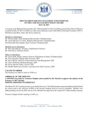 Banking Subcommittee Meeting Minutes