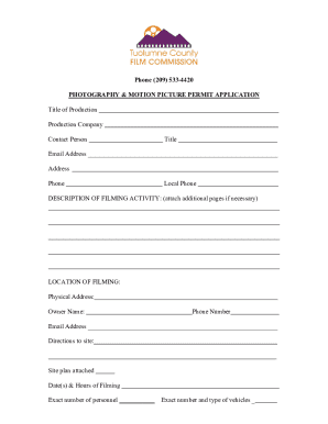 Photography & Motion Picture Permit Application