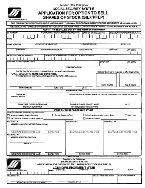 Philippines SSS Application to Sell Shares