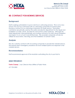 RE: CONTRACT FOR BORING SERVICES