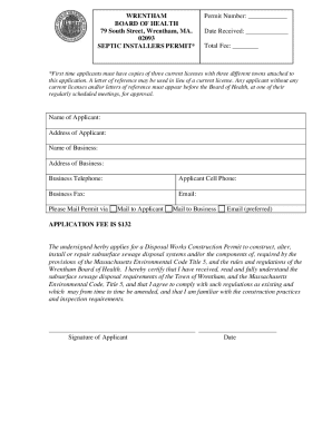 Septic Installers Permit