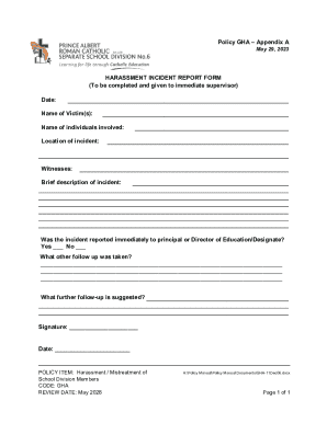 Fillable Online Harassment Incident Report Fax Email Print - pdfFiller