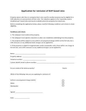 Application for Remission of Suip Based Rates