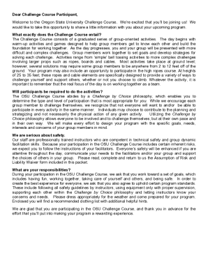 Osu Challenge Course Participant Information