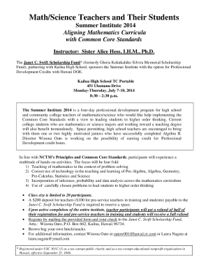 Registration Form - Summer Institute 2014