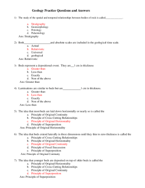 Geology Practice Questions and Answers